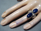 Exquisite Navajo Lapis Sterling Silver Ring Native American-Nativo Arts