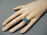Beautiful Vintage Native American Navajo Christian Cross Sterling Silver Turquoise Fish Ring-Nativo Arts