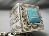 Extremely Rare Vintage Native American Navajo Sterling Silver Turquoise Pool Cue!!-Nativo Arts