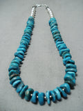 Stunning Vintage Native American Navajo Old Kingman Turquoise Sterling Silver Necklace-Nativo Arts