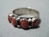 Marvelous Bahe Navajo Coral Sterling Silver Ring Native American-Nativo Arts