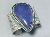 The Best Native American Navajo Charoite Teardrop Sterling Silver Bracelet Cuff-Nativo Arts