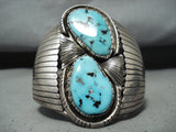 Incredible Vintage Native American Navajo Morenci Turquoise Sterling Silver Bracelet Signed-Nativo Arts