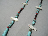 One Of The Best Vintage Native American Navajo Turquoise Heishi Fetish Necklace Old-Nativo Arts