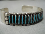 Astonishing Vintage Native American Navajo Needle Turquoise Sterling Silver Bracelet Cuff Old-Nativo Arts