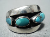 Superb Vintage Navajo Turquoise Sterling Silver Ring Native American Old-Nativo Arts