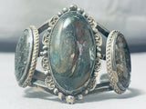 Jawdropping Dark Petrified Wood Vintage Native American Navajo Sterling Silver Bracelet Cuff Old-Nativo Arts