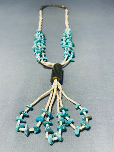 Native American Fabulous Vintage Santo Domingo Turquoise Sterling Silver Necklace-Nativo Arts