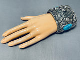 218 Grams Horse Native American Turquoise Sterling Silver Bracelet Cuff-Nativo Arts