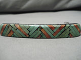 Native American Incredible Vintage Santo Domingo Rosetta Green Turquoise Hair Barrette Clip-Nativo Arts