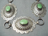 Very Rare Vintage Native American Navajo Sterling Ilver Gaspeite Concho Belt Old-Nativo Arts