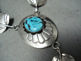 Marie Thompson Native American Navajo Sleeping Beauty Turquoise Sterling Silver Necklace-Nativo Arts