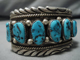 Dramatic Vintage Navajo Turquoise Sterling Silver Native American Bracelet Old-Nativo Arts