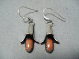 Wonderful Navajo Coral Sterling Silver Earrings Native American-Nativo Arts