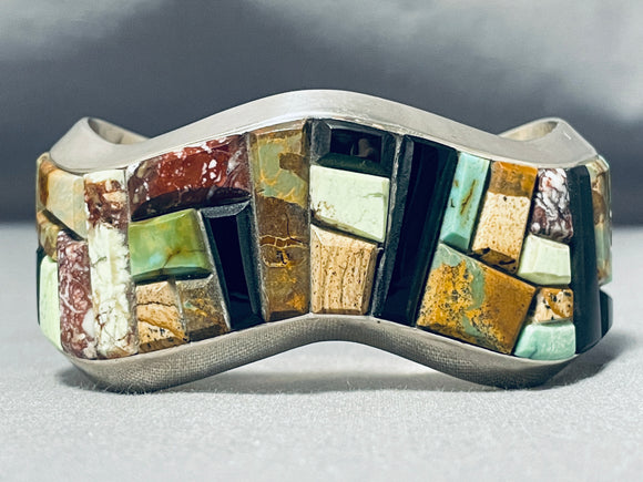 One Of The Most Unique Native American Navajo Turquoise Sterling Silver Agate Bracelet-Nativo Arts
