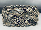 One Of The Most Detailed Vintage Native American Navajo Jungle Sterling Silver Bracelet-Nativo Arts