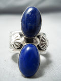 Awesome Navajo Lapis Sterling Silver Ring Native American-Nativo Arts