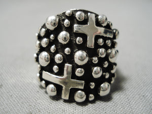 Ring Of Crosses Vintage Native American Navajo Sterling Silver Jewelry-Nativo Arts