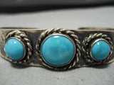 Incredible Vintage Native American Navajo Blue Gem Turquoise Sterling Silver Bracelet Cuff-Nativo Arts