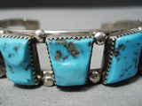 Important Vintage Native American Navajo Jerr Roan Turquoise Sterling Silver Bracelet Old-Nativo Arts