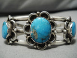 Quality Vintage Native American Navajo Blue Diamond Turquoise Sterling Silver Bracelet-Nativo Arts