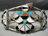 Museum Vintge Zuni Native American Navajo Turquoise Coral Sterling Silver Bird Bracelet-Nativo Arts