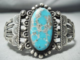 Earlier Vintage Native American Navajo #8 Turquoise Sterling Silver Bracelet-Nativo Arts