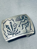 Impressive Vintage Signed Native American Hopi Sterling Silver Kokopelli Buckle-Nativo Arts