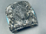 Native American Over 200 Grams Buffalo Turquoise Sterling Silver Bracelet-Nativo Arts