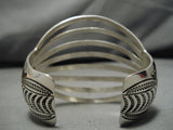 Stunning Vintage Native American Navajo Wil Benally Sterling Silver Convex Bracelet Old-Nativo Arts
