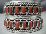 Sensational Navajo Coral Sterling Silver Bracelet Native American-Nativo Arts