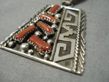 Remarkable Navajo Coral Sterling Silver Native American Pendant-Nativo Arts
