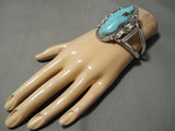 Magnificent Vintage Native American Navajo Domed Morenci Turquoise Sterling Silver Bracelet Old-Nativo Arts