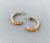 Amazing Vintage Native American Navajo Spiny Oyster Sterling Silver Earrings-Nativo Arts