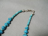 Unforgettable Vintage Native American Navajo Carico Lake Turquoise Sterling Silver Necklace Old-Nativo Arts