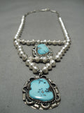 Important Godber Turquoise Vintage Native American Navajo Sterling Silver Necklace-Nativo Arts