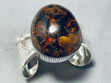 One Of The Best Native American Navajo Amber Sterling Silver Bracelet Cuff-Nativo Arts