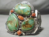 Native American One Of The Most Chunky Damale Turquoise Sterling Silver Coiled Bracelet-Nativo Arts