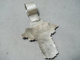 Larry Moses Begay Vintage Native American Navajo Turquoise Cross Sterling Silver Pendant-Nativo Arts
