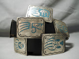 One Of The Best Vintage Native American Navajo Sterling Silver Turquoise Concho Belt-Nativo Arts