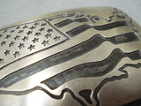 Newsworthy Vintage Zuni Usa Flag Sterling Silver Buckle Native American Old-Nativo Arts