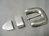 Very Important Vintage Native American Navajo Harvey Begay Sterling Silver Buckle Ranger Set-Nativo Arts