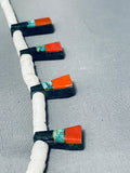 Native American Early 1900s Vintage Santo Domingo Turquoise Necklace Old-Nativo Arts
