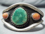 Impressive Vintage Native American Navajo Royston Turquoise Sterling Silver Bracelet Old-Nativo Arts