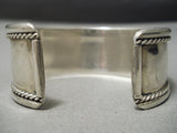 Very Rare Slanted Royston Turquoise Vintage Native American Navajo Sterling Silver Bracelet Old-Nativo Arts