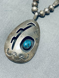 Fabulous Vintage Native American Navajo Turquoise Sterling Silver Shadowbox Necklace-Nativo Arts