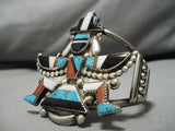 Important Vintage Native American Zuni Gary Vacit Turquoise Sterling Silver Kachina Bracelet-Nativo Arts