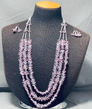 Native American Very Rare Santo Domingo Purple Shell Fetish Sterling Silver Necklace-Nativo Arts