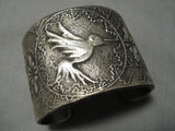 Heavy 219 Grams!! Native American Sterling Silver Bird Bracelet Cuff-Nativo Arts