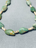 Native American Authentic Santo Domingo Green Turquoise Sterling Silver Necklace-Nativo Arts